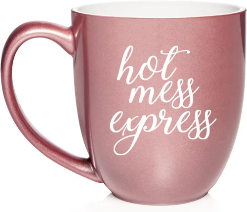 Vista 21 de Daylor Hot Mess Express - Taza de café de cerámica divertida para ella, él, amigo, compañero de trabajo, esposa, esposo (11 onzas, azul)