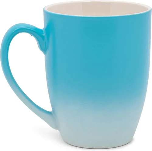 Vista 2 de Elanze Designs Juego de 4 tazas de café de cerámica de 12 onzas, color azul y blanco de dos tonos