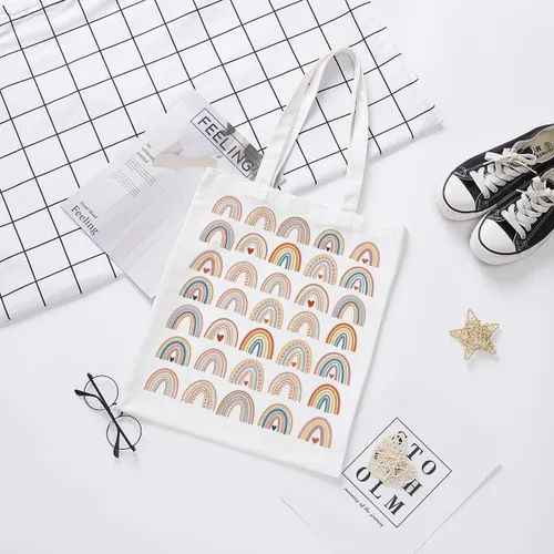 Vista 3 de Regalos inspiradores para mujeres, bolsas de arco iris para niñas, bolsa de mano bohemia de arcoíris para ella, pared de arcoíris, regalos