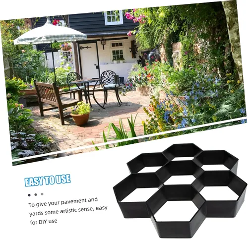Vista 7 de MERRYHAPY Molde de plástico para pavimentar caminos de jardín, moldes reutilizables para pasarelas y patios, diseño irregular para fácil uso
