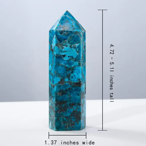 Vista 2 de Runyangshi Varita de cristal curativo natural de apatita azul grande de 4.72 a 5 pulgadas, torre de cristales con 6 facetas de un solo punto