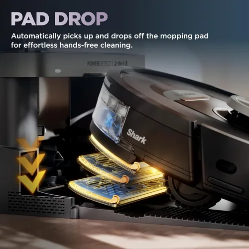Vista 7 de Shark PowerDetect NeverTouch, Autovaciado y Autollenado, Robot Aspirador y Mopa sin Bolsa, Capacidad de Suciedad de 30 Días, Base HEPA, Tanque