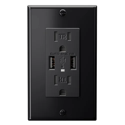 Vista 8 de Dependable Direct - 2 puertos USB de alta velocidad 4.8A y 15 A dúplex, resistencia a la manipulación y receptáculo de pared, incluye placa de pared