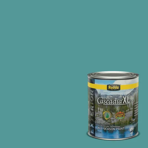 Vista 129 de Rodda Paint CASCADIA XL Pintura e imprimación satinada exterior en uno, cuarto de galón, Aquafir
