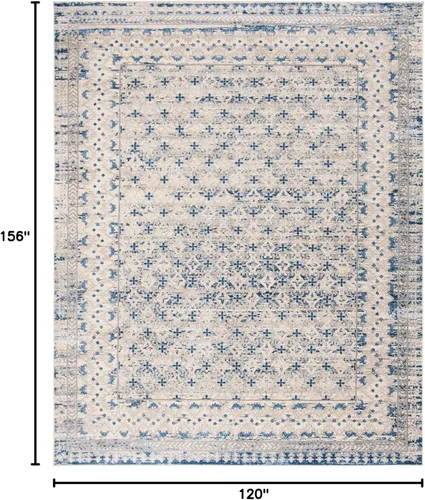 Vista 2 de SAFAVIEH - Alfombra de la colección Brentwood - 10' x 13', gris claro y azul, diseño tradicional oriental desgastado, sin desprendimiento y fácil
