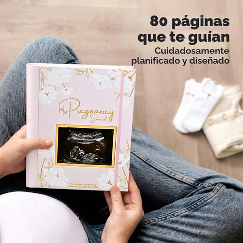 Vista 2 de Diario de embarazo, anuncios de embarazo, libro de tapa dura de 80 páginas Rubor