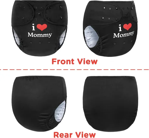 Vista 5 de Littleforbig Funda para pañales para adultos, lavable, ajustable, reutilizable, impermeable, talla única, color negro