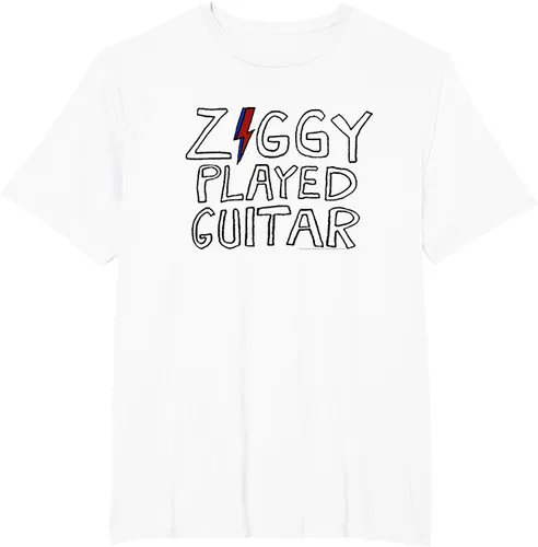 Vista 8 de David Bowie - Ziggy Played Guitar Sketch Lyric Camiseta Blanco