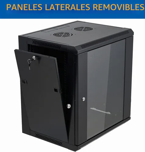 Vista 3 de Gabinete de servidor de montaje en pared de 12U Gabinete de red Rack Enclosure Puerta