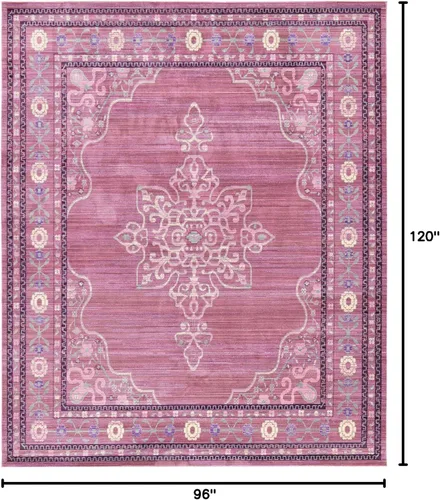 Vista 2 de Unique Loom 3123845 Aria - Alfombra de área, 8 x 10 pies, color rosa