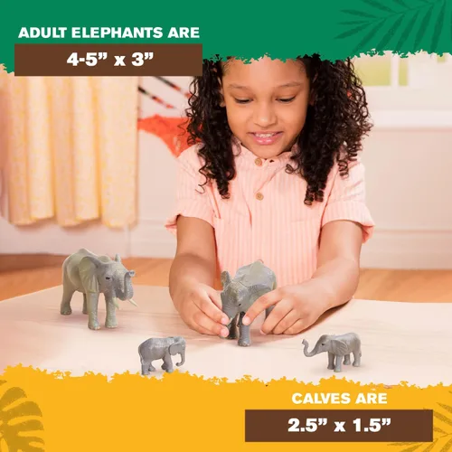 Vista 7 de Terra by Battat Juego familiar de juguetes de elefante africano de 4 piezas - Figuras realistas de animales de safari de plástico - Juguetes
