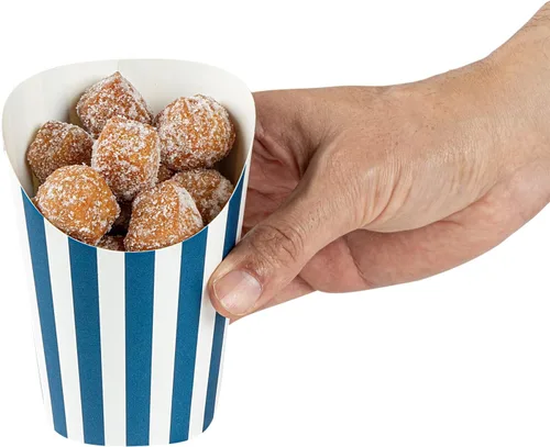 Vista 10 de Restaurantware Bio Tek - Recipientes de papas fritas de 12 onzas, 100 tazas desechables de charcutería, diseño inclinado, redondo, a rayas