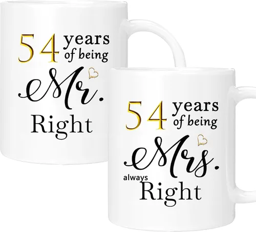 Vista 45 de Juego de 2 tazas de café para el 10º aniversario, regalos de boda para parejas, padres, hombres, mujeres, marido, esposa, él, ella, caja de regalo