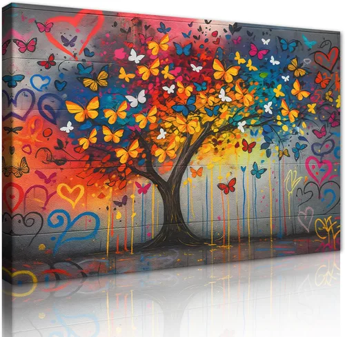 Vista 31 de Yeesjoee Graffiti Hip-Hop Style Culture - Arte de pared, póster abstracto de la vida es hermosa, impresión en lienzo colorido y moderno de pintura