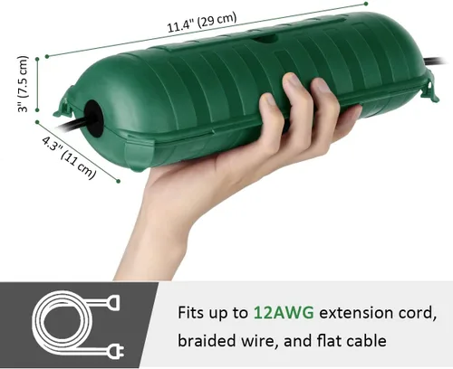 Vista 6 de Flemoon Paquete de 3 fundas de seguridad para cable de extensión para exteriores con sello impermeable, caja de conexión eléctrica resistente a