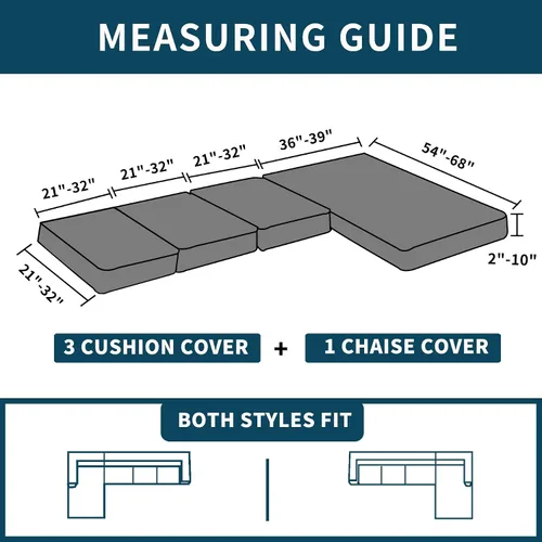Vista 6 de Fundas para sofá seccional, fundas de cojín en forma de L para sofá seccional, fundas elásticas para sofá seccional, protector de muebles para Beige