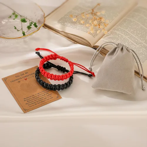 Vista 6 de Bellino Pulseras a juego para parejas, pulseras de cuerda trenzada para novio, novia, él y su marido, esposa, aniversario, día de San Valentín