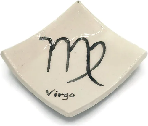 Vista 12 de Clay Ring Dish, Small Square Handmade Ceramic Trinket Dish, Small Tealight Candle Holder, Teabag Holder (Aquarius)