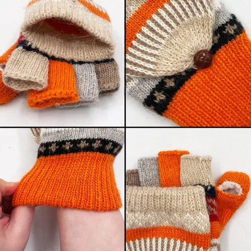 Vista 18 de Beurlike Guantes de invierno para mujer, de lana cálida, a prueba de viento, convertibles, sin dedos