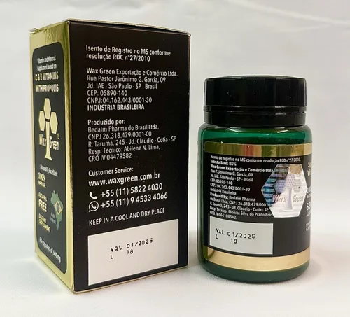 Vista 3 de 4 paquetes de propóleo de abeja verde de cera 500 mg (60 cápsulas)
