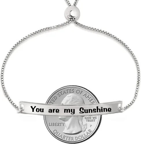 Vista 3 de Savlano Pulsera de plata de ley 925 grabada inspiradora ajustable para mujer, viene con caja de regalo, fabricada en Italia