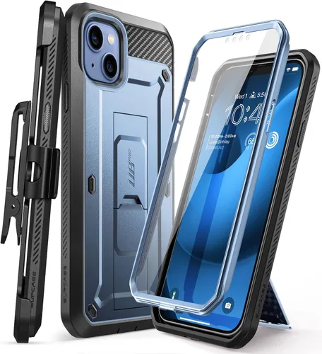 Vista 10 de SUPCASE Funda para iPhone 14 con soporte y clip para cinturón (Unicorn Beetle Pro), [protector de pantalla integrado]