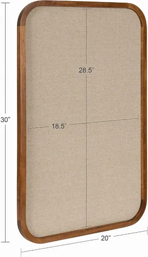 Vista 6 de Kate and Laurel Hutton Transitional Pinboard, 20 x 30, Rustic Brown, Radius Rectangle Wall Organizer with Fabric Pinning Surface Marrón rústico