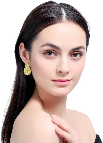 Vista 7 de 2 Pairs Earrings Set for Women, Lightweight Hollow Gold Hoops. Silver Hoop Earrings, 14k Gold Teardrop Hoop Earrings, Rhinestone Waterdrop Earrings