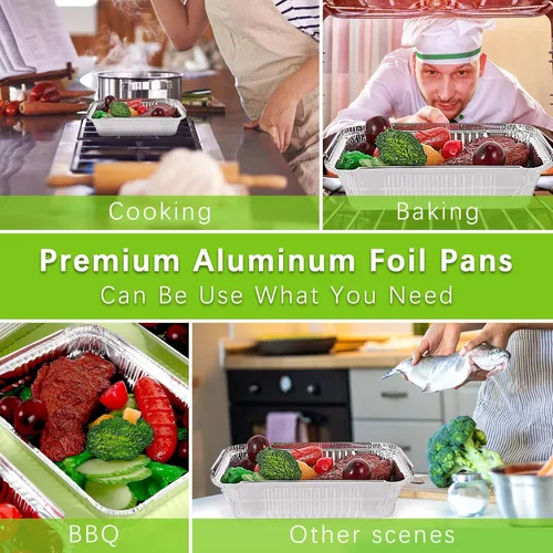 Vista 6 de Paquete de 50 sartenes de aluminio con tapas, sartenes de papel de aluminio desechables, 2.25 libras