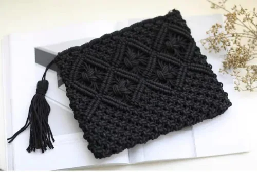 Vista 4 de Bolso bandolera de hombro de ganchillo con flecos de hilo de algodón, bolso cruzado bohemio para mujeresniñas