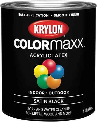 Vista 20 de Krylon K05647007 COLORmaxx - Pintura acrílica de látex para uso en interiores y exteriores, 1 cuarto de galón (paquete de 1), negro, 31 onzas
