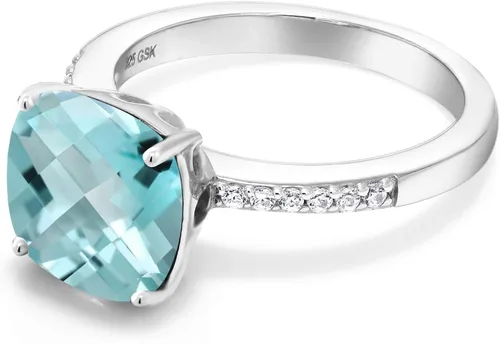 Vista 76 de Gem Stone King Anillo de compromiso de plata de ley 925 con piedra preciosa de corte cojín de 0.39 pulgadas Anillo de compromiso de aniversario