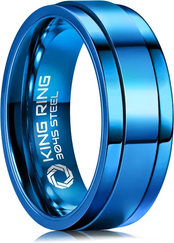 Vista 15 de King Ring 8mm Flat Spinner Stainless Steel Fidget Rings – Designed in USA Negro