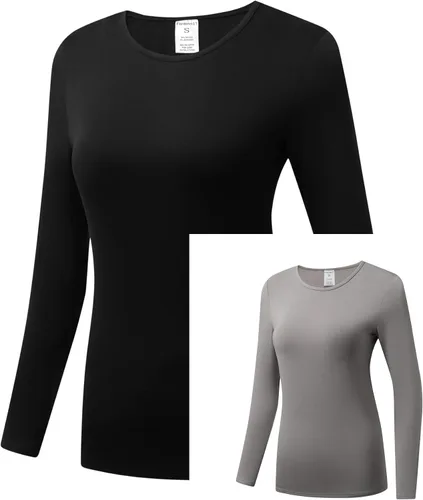 Vista 3 de Formeet17 Paquete de 2 camisetas de manga larga para mujer