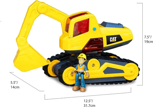Vista 3 de CAT Juguetes de construcción, excavadora Power Action, luz y sonido, funciona con pilas, a partir de 3 años