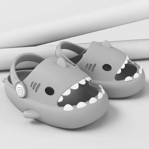 Vista 4 de Metogo Cloud Shark - Pantuflas antideslizantes con punta abierta para adultos, mujeres y hombres, lindas sandalias ligeras en la playa y ducha