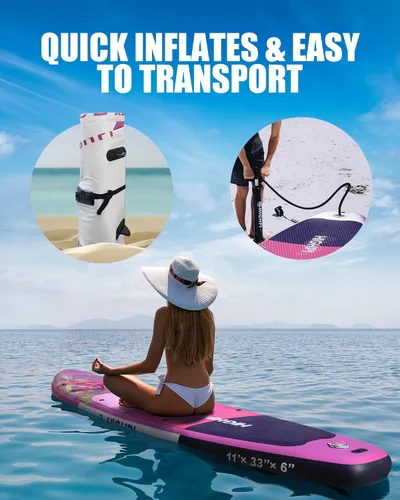 Vista 4 de Highpi Inflatable Stand Up Paddle Board for Youth and Adults – Wide Sup with Premium Accessories, Blow Up Paddleboard for Surfing, Fishing, Yoga &
