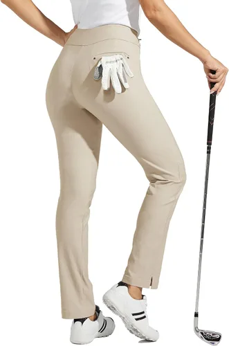 Vista 2 de Willit Pantalones de golf para mujer, elásticos, casuales, de secado rápido, pantalones de senderismo con control de abdomen