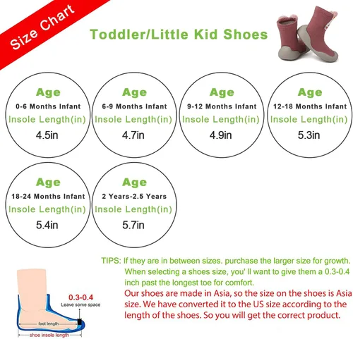 Vista 2 de Zapatos de calcetín para bebé, suela de goma suave, antideslizante, para interiores, para bebés, niños y niñas, zapatos de entrenamiento