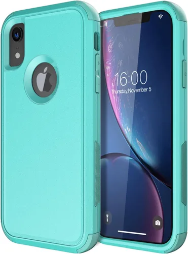 Vista 23 de Diverbox Funda para iPhone XR [Protector de Pantalla de Vidrio Templado] [A Prueba de Golpes] [A Prueba de Caídas] Funda de Teléfono de Protección