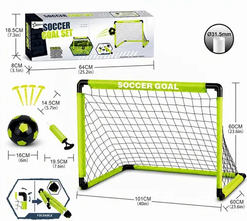 Vista 2 de Kids Soccer Goals Set for Indoor & Outdoor Play – Includes Foldable Goal, Ball, Pump & 4 Stakes