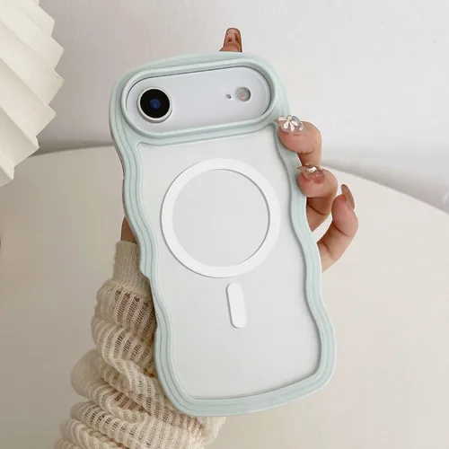 Vista 58 de QLTYPRI Funda magnética para iPhone 11 compatible con Magsafe, bonita funda transparente con marco de onda rizada para niñas y mujeres, parachoques