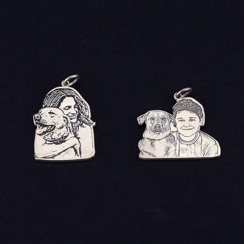 Vista 6 de LONAGO Collar personalizado con foto plata de ley 925 personalizada, collar con imagen de perro y gato con nombre grabado, regalo para mujeres