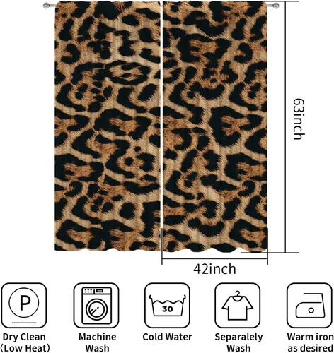 Vista 7 de Cortinas con estampado de leopardo de 42 pulgadas de ancho x 63 pulgadas de alto, para sala de estar y dormitorio, decoración de guepardo