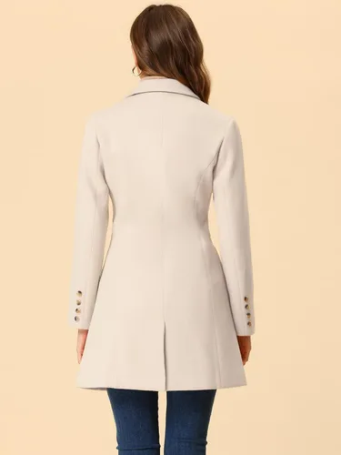 Vista 4 de Allegra K Abrigos de invierno largos con solapa y un solo pecho para mujer