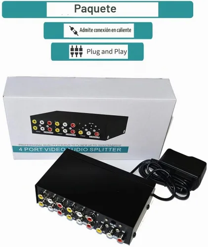 Vista 5 de MT-VIKI Distribución de audio de video compuesto de 4 vías y 3 RCA (1 en 4 salidas)