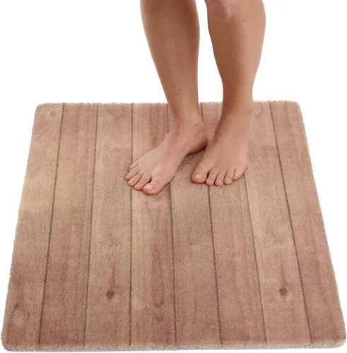 Vista 65 de Enkosi Alfombra de ducha antideslizante Loofah para suelos de ducha, bañera, baños, zonas húmedas, alfombrilla de baño acolchada con agujeros