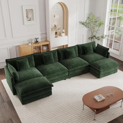 Vista 13 de mikibama - Sofá seccional modular, sofá en forma de L de 76.4 pulgadas para sala de estar, sofá cama cómodo tipo nube con otomano móvil, combinación