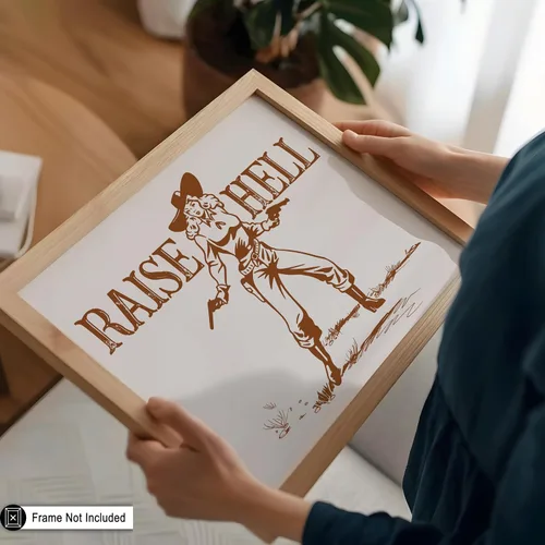 Vista 197 de Poster Master Póster de You've Yeed Your Last Haw - Impresión retro de vaquero marrón - Arte occidental - Arte moderno - Arte del salvaje oeste