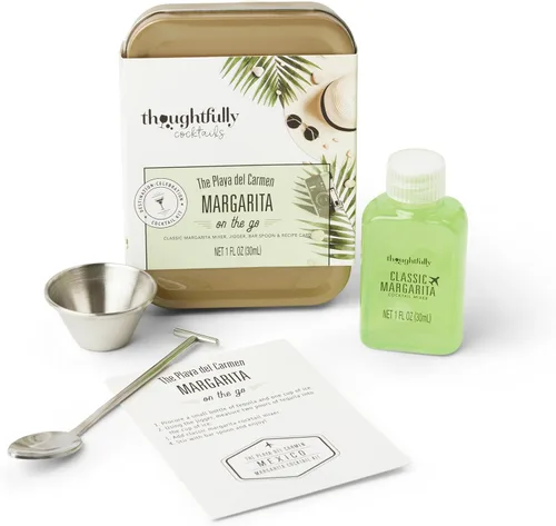 Vista 3 de Thoughtfully Cócteles, juego de coctelería de viaje en lata de regalo, incluye mezclador clásico de margarita, medidor, cuchara de bar y tarjeta